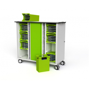 Zioxi iPad/Tablet 32 Bay Store & Charge Trolley CHRGT-TBB-32-O3 mit OnView smartControl und 4 Aufbewahrungskörben - Digitales Codeschloss 